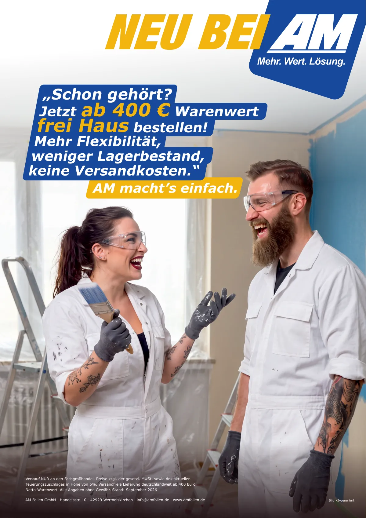 Aktionsflyer AM Folien: Ab 400 Euro Warenwert frei Haus bestellen